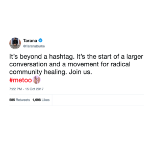 #MeToo tweet by Tarana Burke